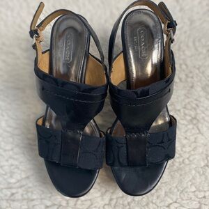 Coach Campbell Wedge Platform Logo Sandal Sz 6 Casual Simmer Classic Comfort